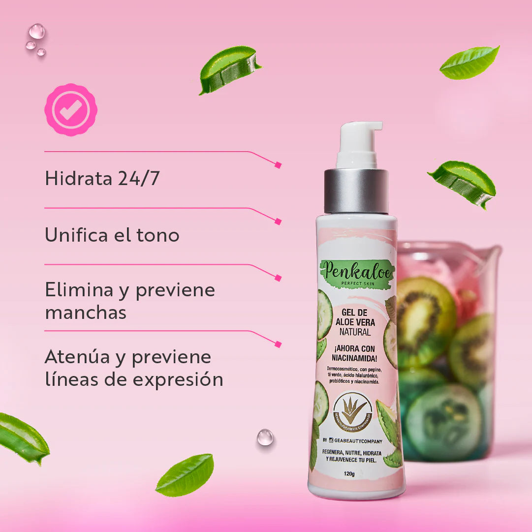 Gel de Aloe Vera Natural PENKALOE – Hidratante, Repara Cicatrices y Controla Acné